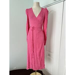 INA bright pink leopard wrap dress